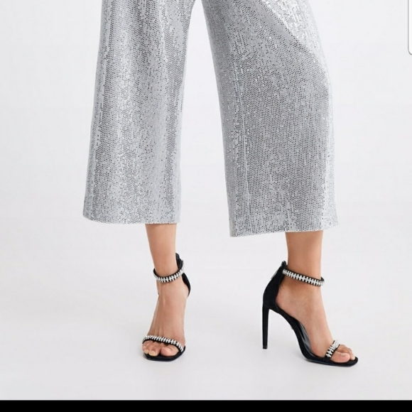 Zara sequined silver pants XS - Picture 3 of 8